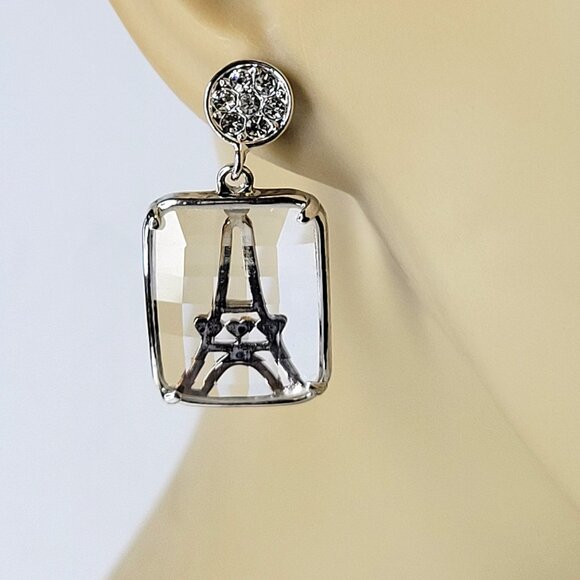 Clear Quartz Earrings Small Clear Glass Earrings Light Elegant Glass Earrings - Picture 2 of 10